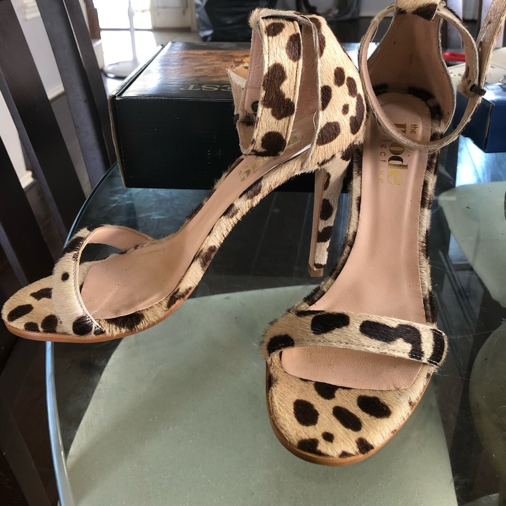 The Mode Collective Leopard Ankle Strap Heels